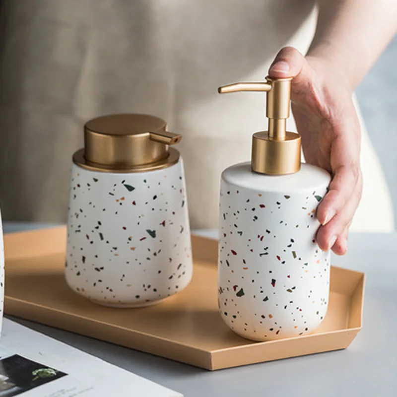 

Hand Soap Bottle Liquid Soap Dispenser Dispenser Soap Ceramic Material Exquisite Shampoo Dispenser Bathroom Accessories Set