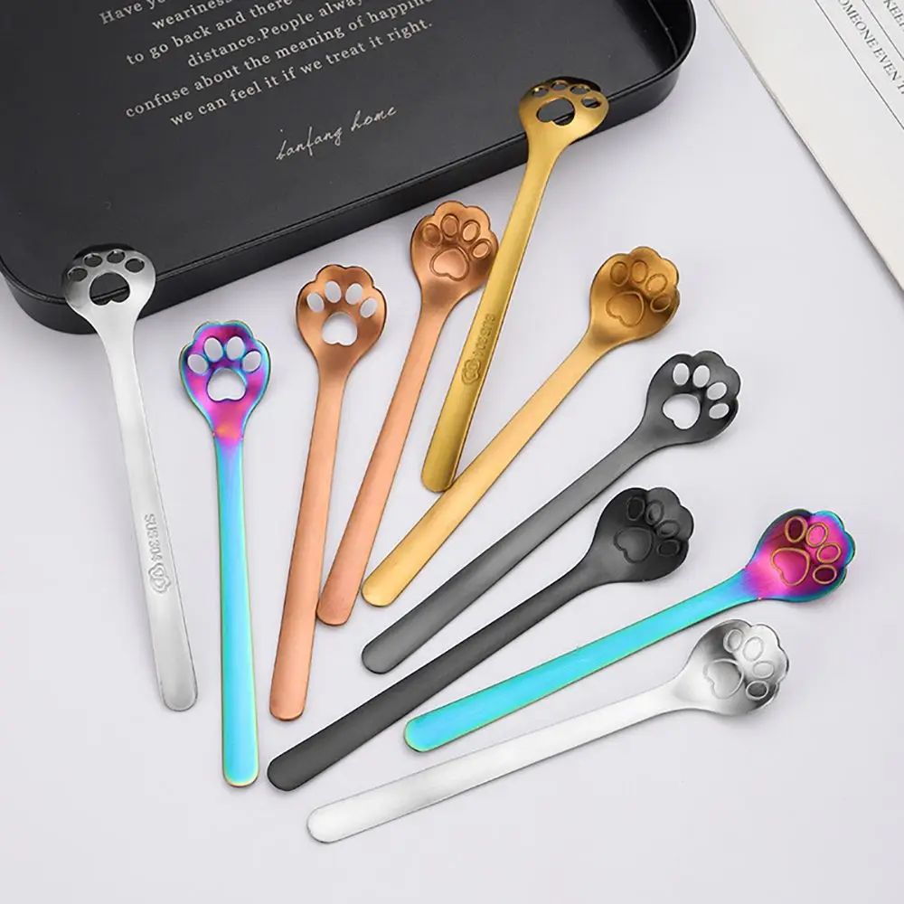 

Tea Accessories Stainless Steel Ice Cream Dog Paw Spoon Coffee Stirring Spoons Cartoon Cat Claw Kitchen Tableware