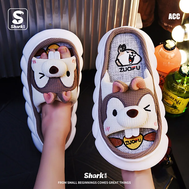 

Тапки женские на платформе с животными, Мультяшные шлепанцы на толстой подошве, домашние тапочки, фотошлепанцы