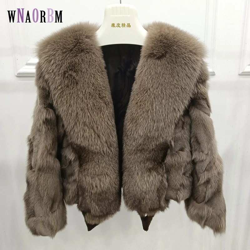 Women Winter Fashion Real Fur Thick Coats Warm Natural Fox Fur Coat High Quality Luxury Fashion Short Pluffy Fur Jacket Femme