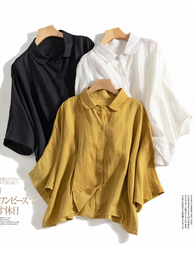 

Women Daily Retro Casual Loose Long Sleeve Solid Color Blouse