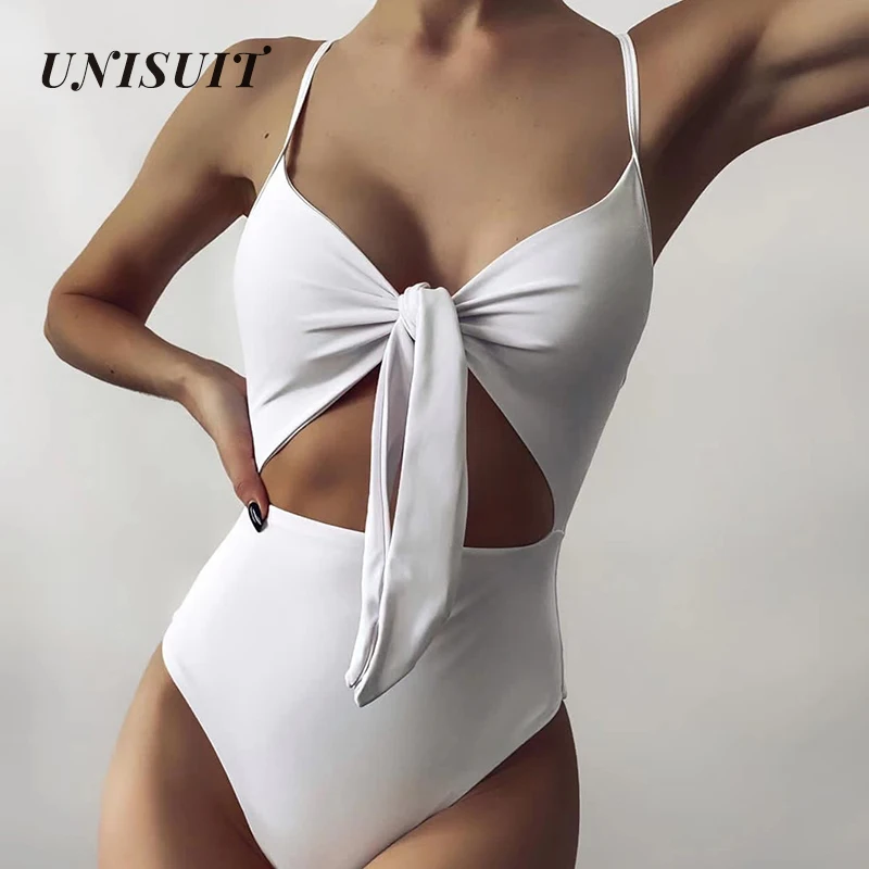 Слитный купальник UNISUIT с растительным принтом пикантный на шнуровке цветочным