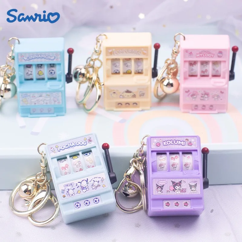 

Anime Sanrio Casino Kawaii Spiel Konsole Keychain Melody Cinnamoroll Kuromi Nette Mode Mini Simulation Drehen Maschine Keychain