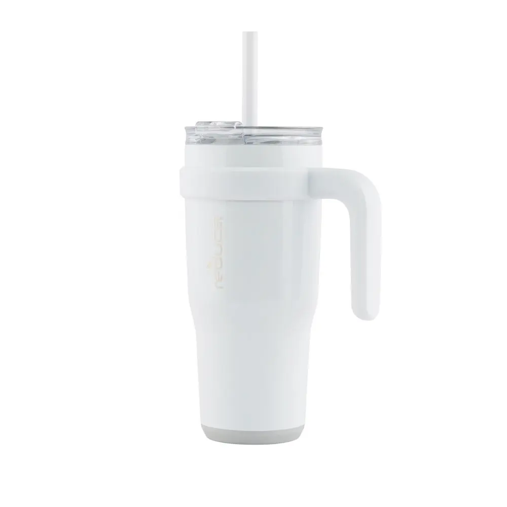 

POPTOP Vacuum Insulated Stainless Steel Cold1 24 fl oz. Tumbler Mug with 3 Way Lid, Straw, & Handle - White Opaque Gloss