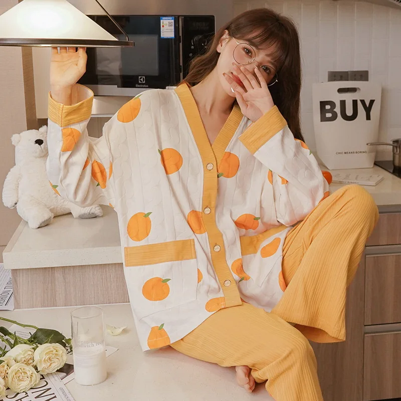 Cartoon Pajamas Set Sexy Sleepwear For Women Elastic Pyjama Women's Cotton  2022 Fashion Autumn Homewear Clothes Big Size