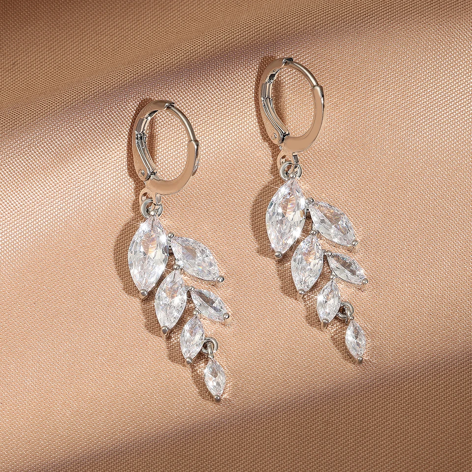 ZAKOL Классические Серьги С Кубическим Цирконием В Виде Листьев Маркизы Для Женщин