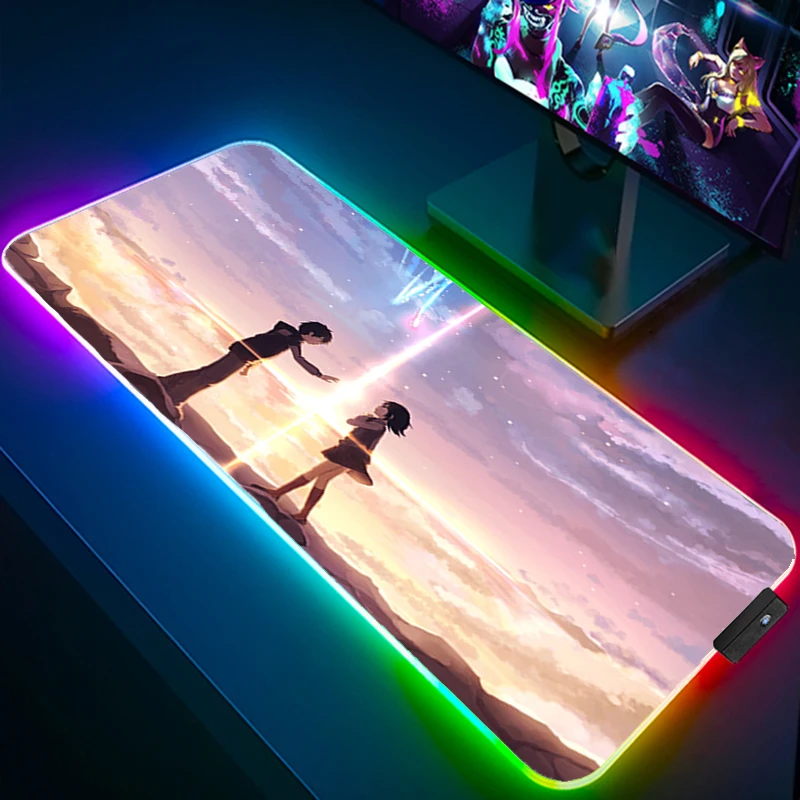 

Игровой коврик для мыши с вашим именем, большой компьютерный стол, RGB коврики, коврик, Настольный коврик, светящийся, популярный, длинный, Xxl Pc...