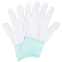 free shipping 10pairslot nylon pu finger coated gloves white coated glove anti static gloves clean knitted gloves