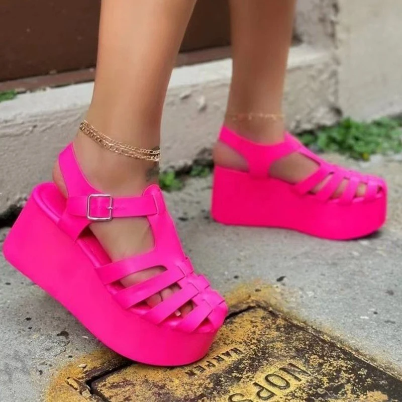 

Сандалии женские на платформе, босоножки на танкетке, обувь в римском стиле, Спортивная повседневная обувь, шлепанцы, сланцы, лето 2023