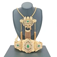 arabian gold plated tassel pendant necklace bohemian wedding necklace moroccan wedding dress metal waist chain necklace set