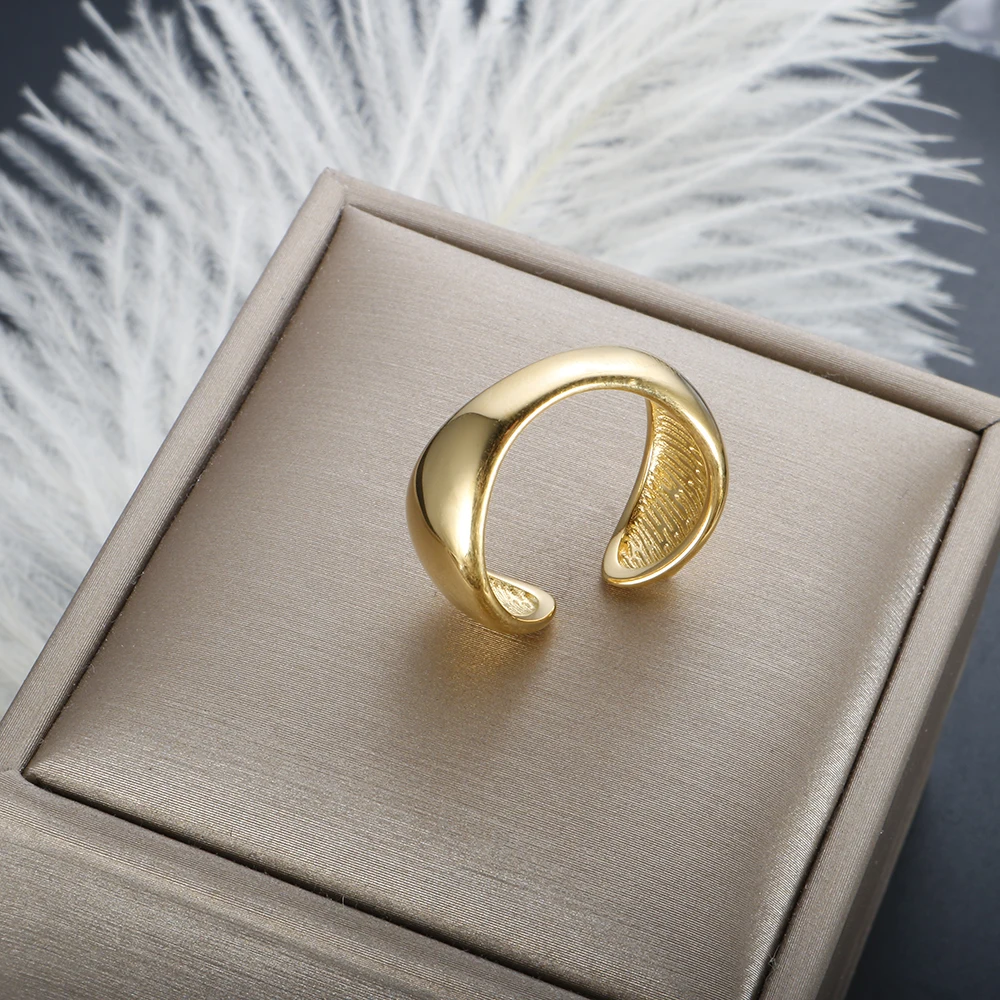

Fashion Simple Stainless Steel Rings Finger Statement Ring Classic Gold Color Couple Lover Wedding Gift Wholesales Jewelry