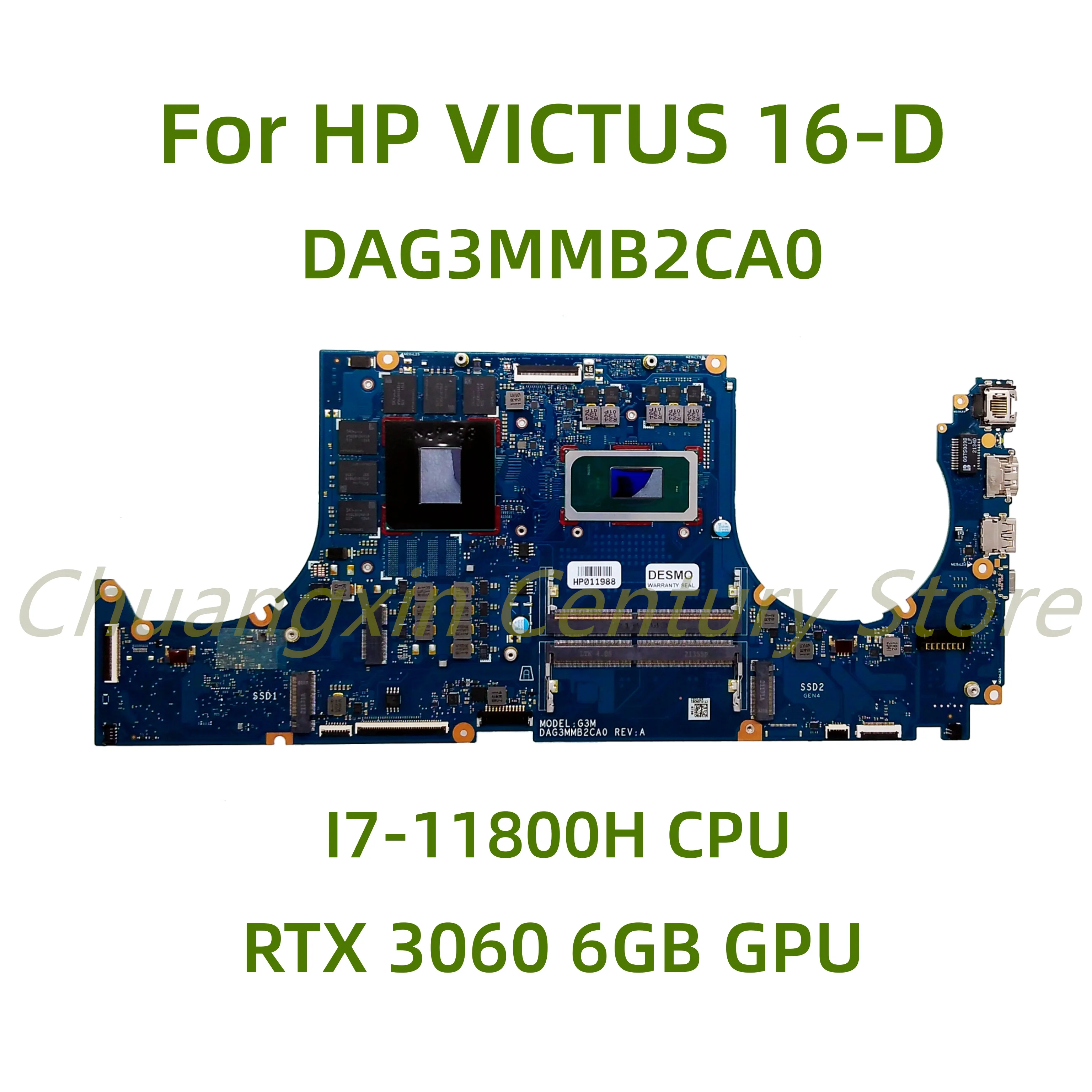 

Suitable for HP VICTUS 16-D laptop motherboard DAG3MMB2CA0 with I7-11800H CPU RTX 3060 6GB GPU 100% Tested Fully Work