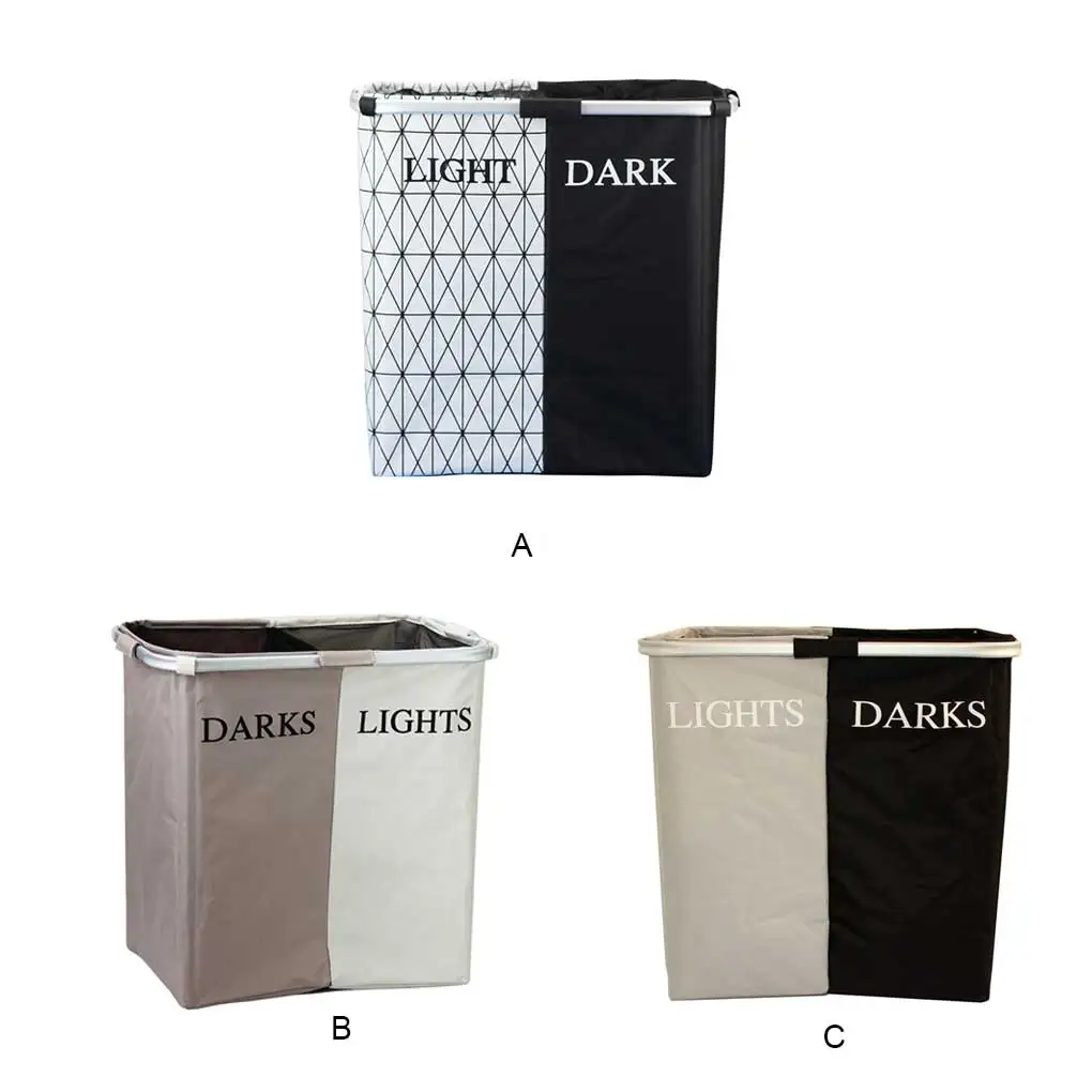 

Корзина для белья, двухцветная корзина для грязной одежды, контейнер, органайзер из ткани Оксфорд, сумка для хранения, мешок для стирки, черн...