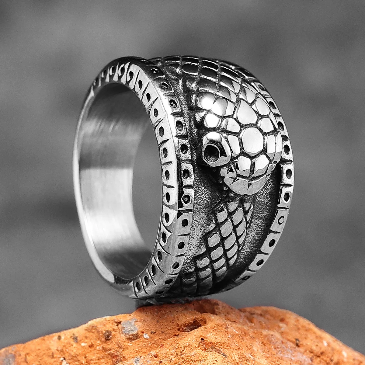 

Ouroboros Snake Animal Stainless Steel Mens Women Rings Punk HipHop Trendy for Male Biker Jewelry Creativity Gift Wholesale
