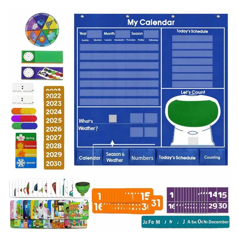 

Classroom Calendar Chart Set Classroom Bulletin Board Decoration With Calendar Learning From Home And School Homeschooling Or