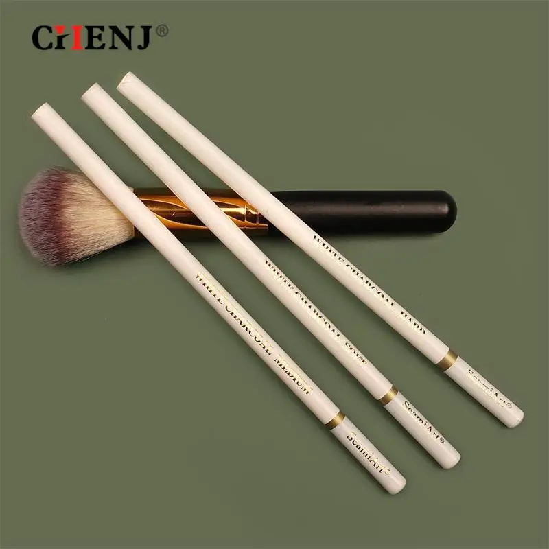 

3 шт., белые Угольные карандаши для рисования, школьные принадлежности