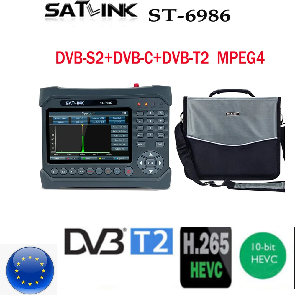 Satlink ST-6986 PRO DVB-S2/S DVB-T/T2 DVB-C ST6986 h.265 hevc 10bit meter with Fiber Optic tester ST 6986 vs WS-6980 ST-5150 - купить по