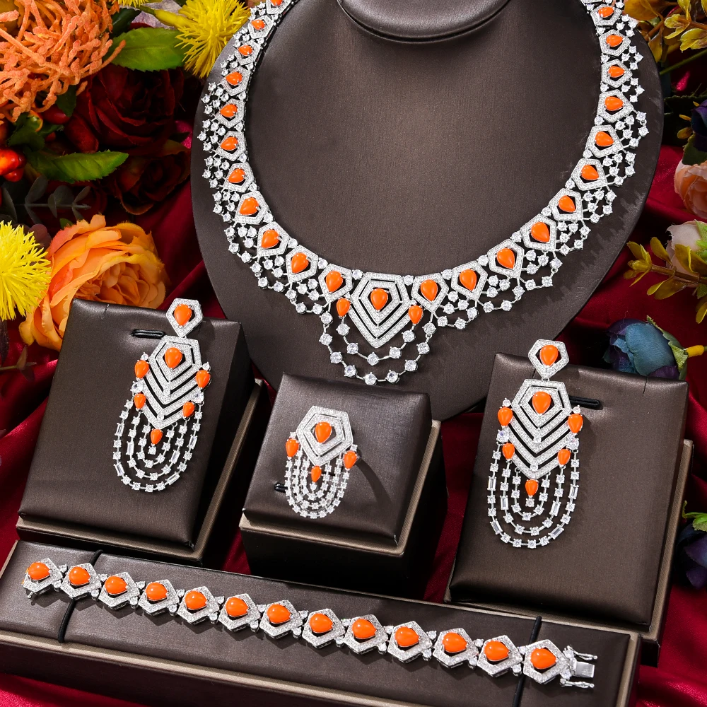 

GODKI SUPER BIG Luxury 4PCS Bowknots African Jewelry Sets For Women Wedding Cubic Zirconia Dubai Bridal Jewelry Set