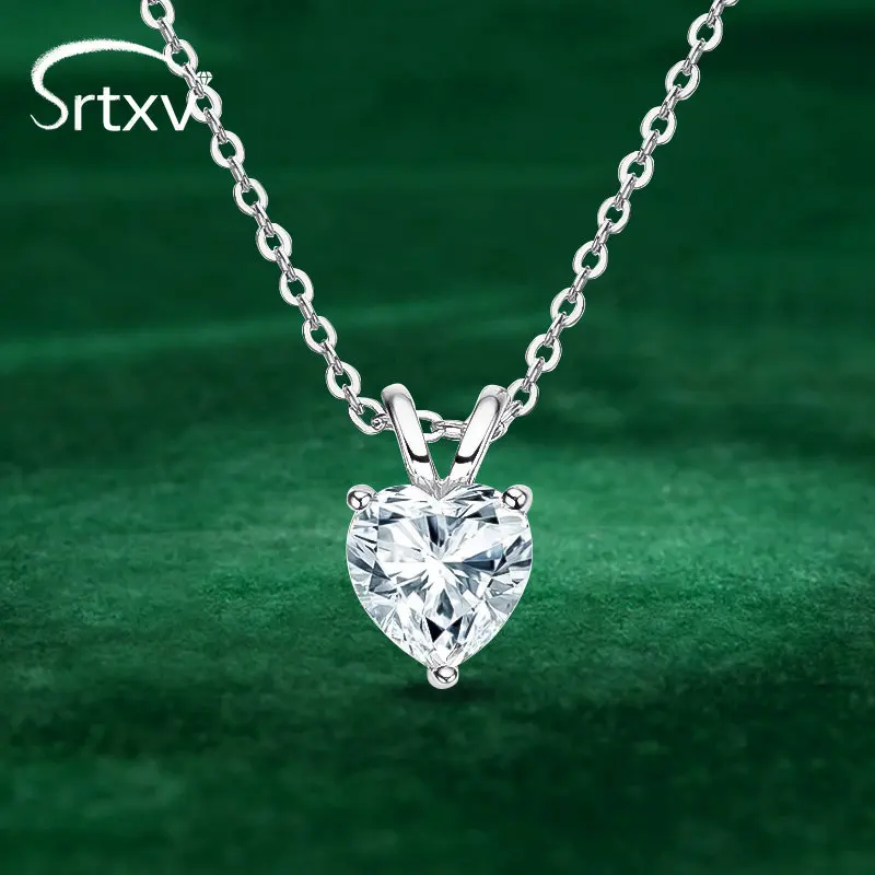 

Real 1CT Heart Moissanite Pendant Necklace For Women S925 Sterling Silver Neck Chain Wedding Birthday Party Gifts Fine Jewelry