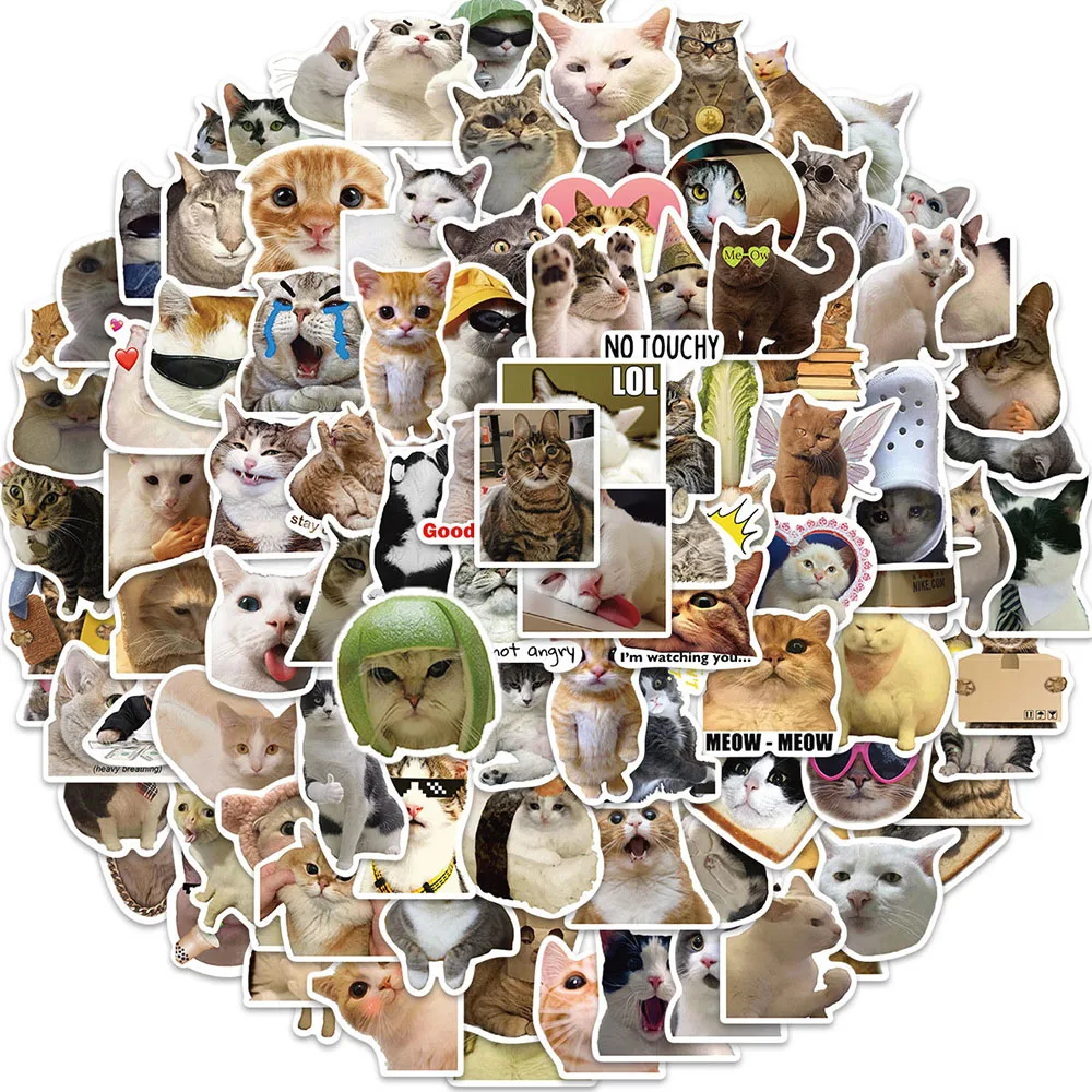 

50/100pcs Vintage Cute Funny Cat Stickers Pack for Kids Scrapbooking Diary Helmet Skateborad Laptop Car Decoration Sticker Decal