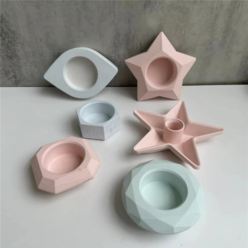

Diamond Star Eyes Hexagonal Candle Holder Silicone Mold Candle Holder Plaster Drip Mirror Mould Silicone Molds for Epoxy Resin