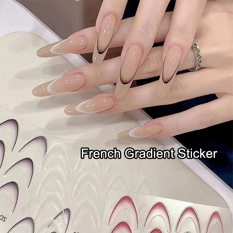 Смешанные размеры французские градиентные линии наклейки для дизайна ногтей