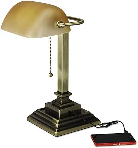 

10 in. x 13.38 in. x 16 in. Traditional Banker's Lamp - Antique Bronze