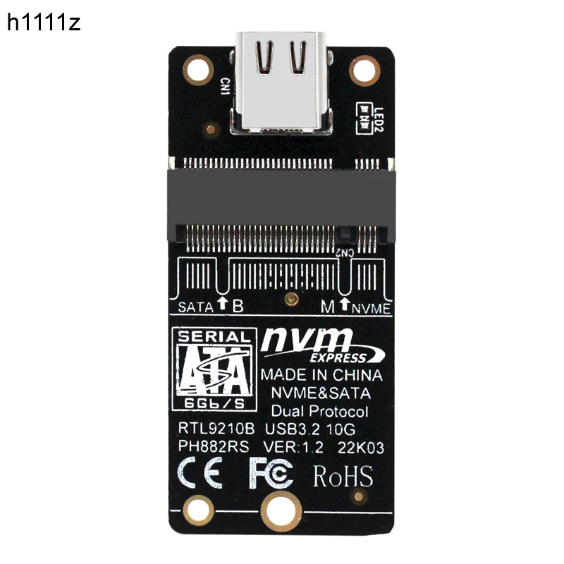 

M2 to USB 3.1 TYPE C Adapter PCIE NVME SSD M.2 SATA SSD to USB C Riser Board 10Gbps Dual Protocol RTL9210B for M/B+M Key 2230 M2