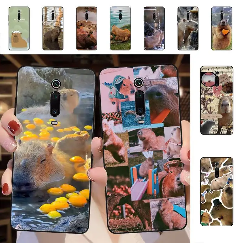 

Animal Funny Capybara Bling Phone Case for Redmi 5 6 7 8 9 A 5plus K20 4X S2 GO 6 K30 pro