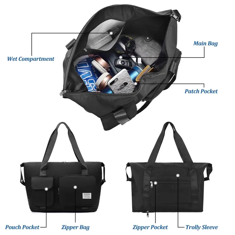 Large Capacity Travel Bag, Waterproof Expandable Duffel Bag