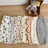 2022 summer new baby loose mosquito pants cute bear print children trousers thin cotton boys casual pants infant girl harem pant