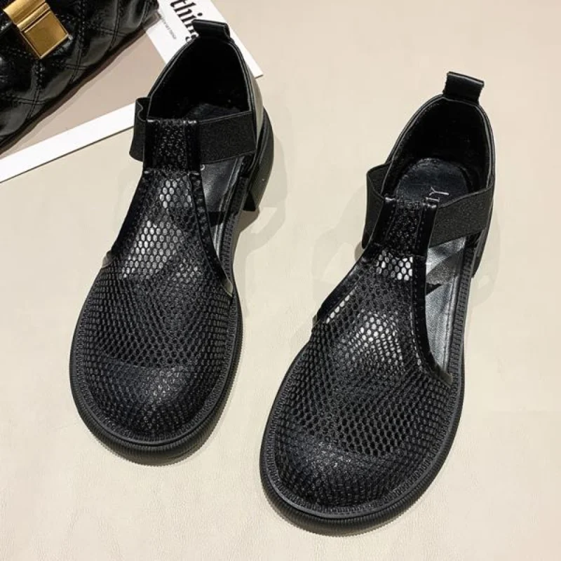 Сетчатые женские сандалии на толстой подошве