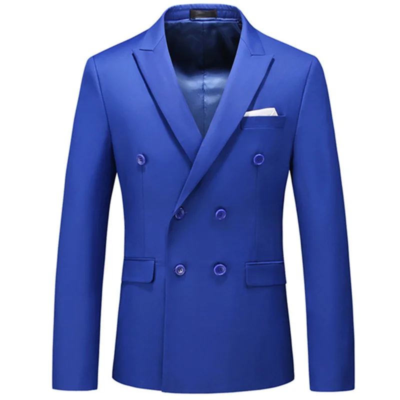 

Новинка 2022, модный мужской повседневный эксклюзивный деловой однотонный двубортный костюм, пиджак, пальто