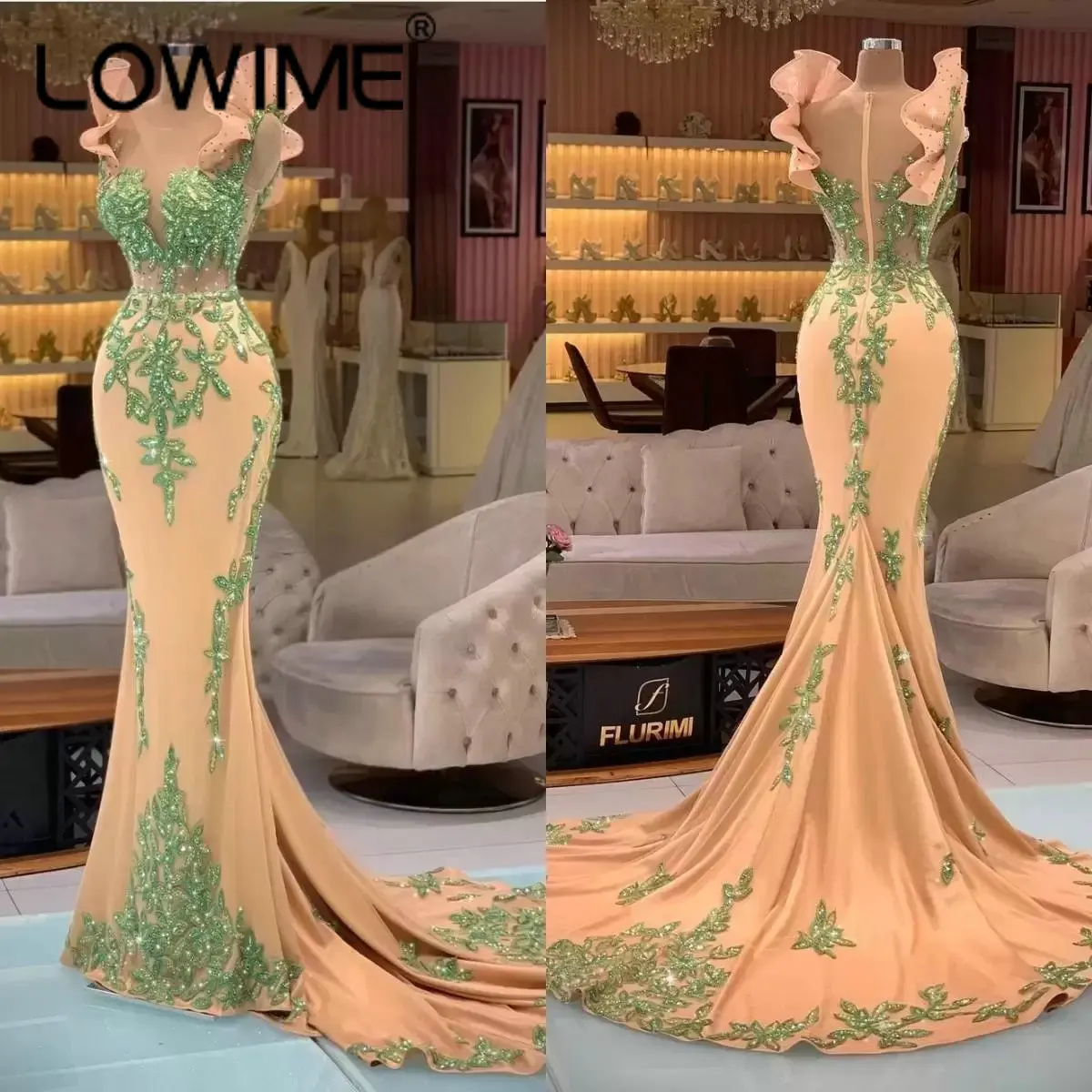 

2022 Designer Mermaid Evening Dresses Sleeveless Satin Beaded Crystals Sparkly Women Elegant Evening Party Gowns Custom Made
