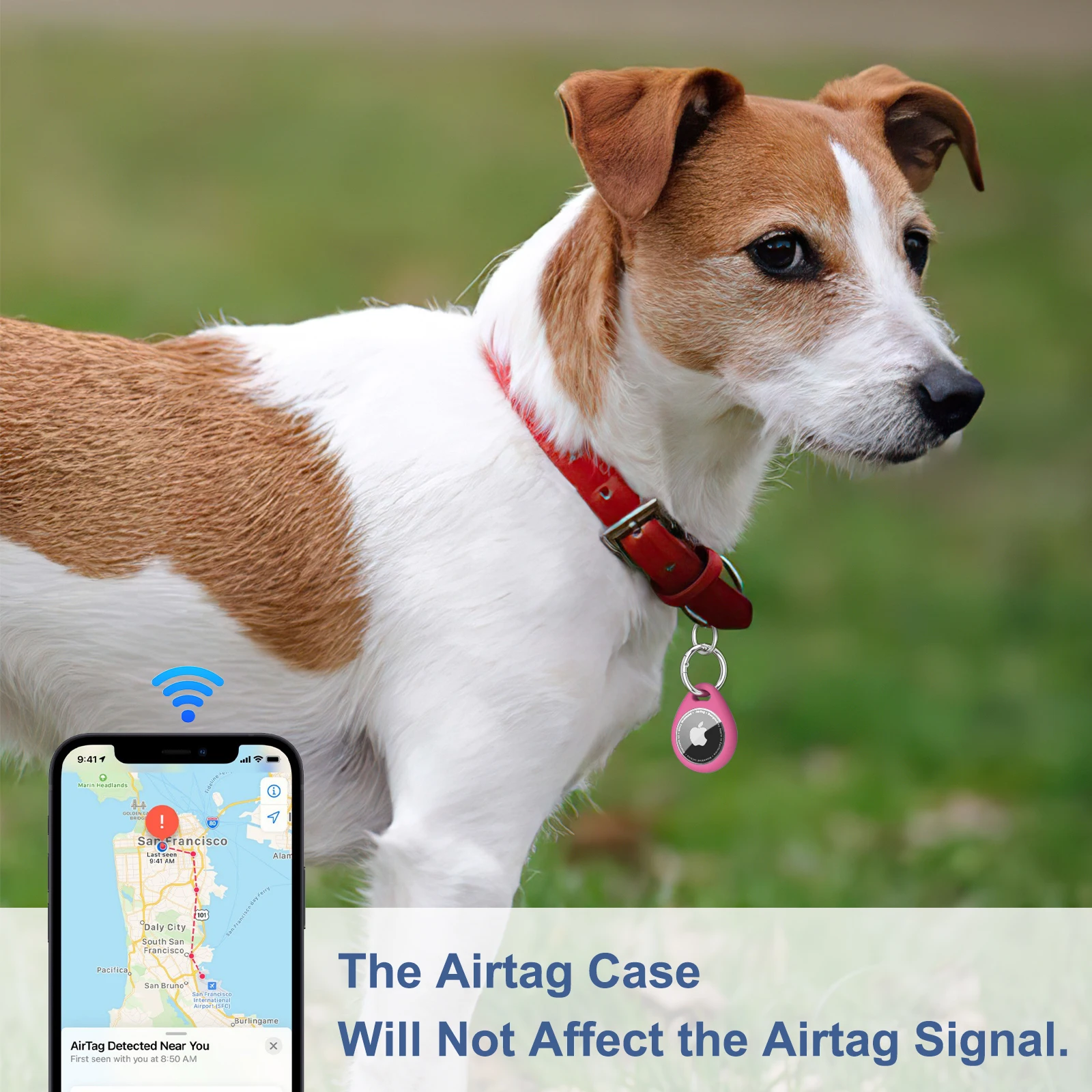 Фото Водонепроницаемый чехол из ТПУ для Apple AirTag с брелоком, защитный корпус для трекера, противоударный чехол для Apple AirTag. №5