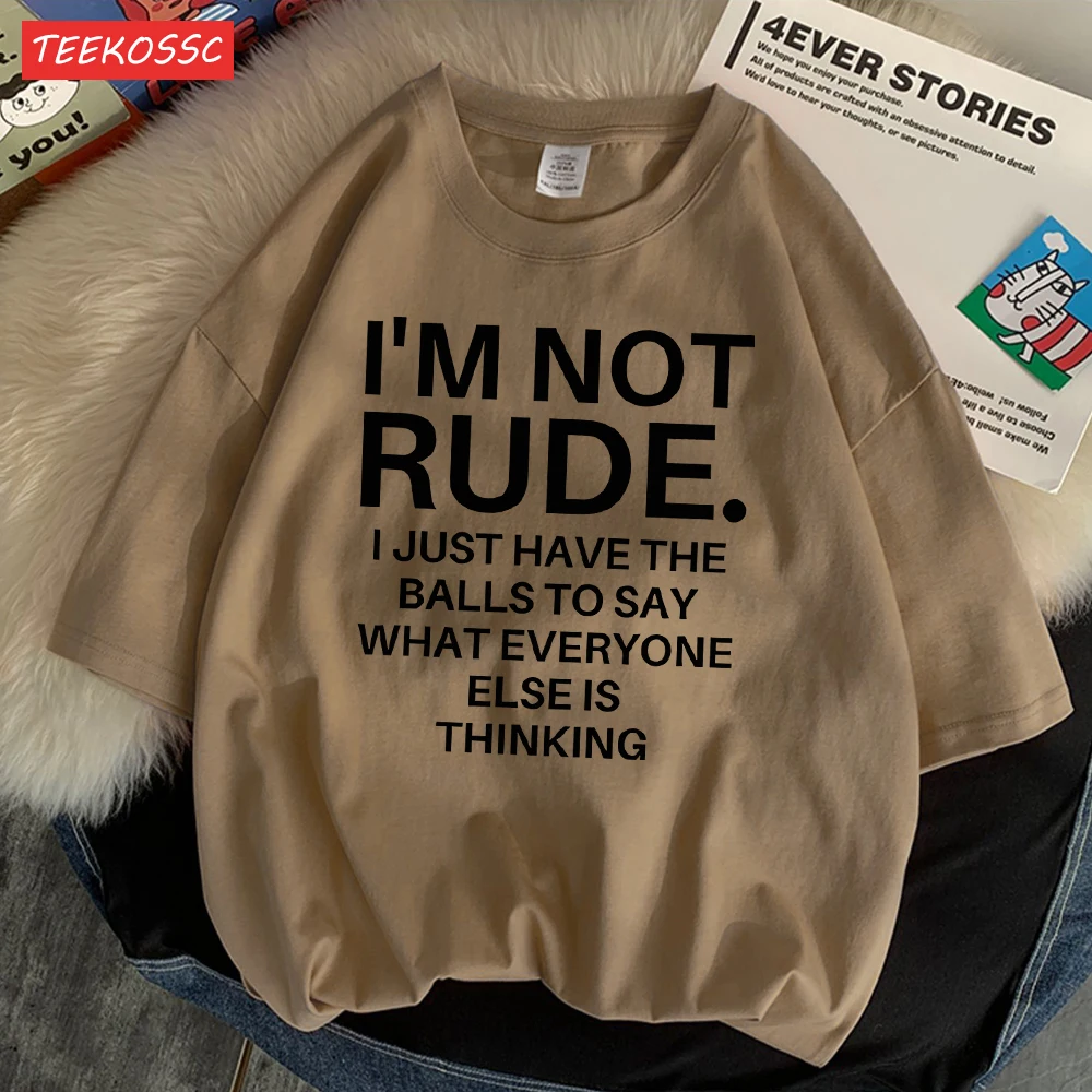 Мужская футболка с принтом надписи Я не груб и круглым вырезом