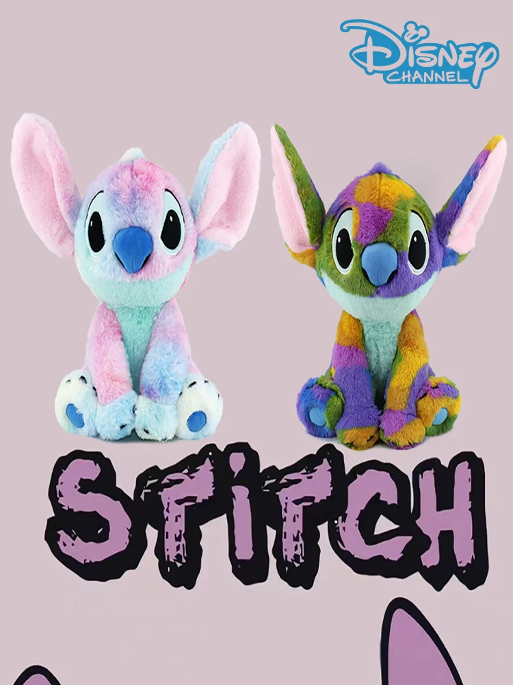 

30cm Disney Stitch Plush Toy Rainbow Color Stuffed Cartoon Super Soft Pillow Cushion Toys Plush Animal Doll Kids Gift Home Decor