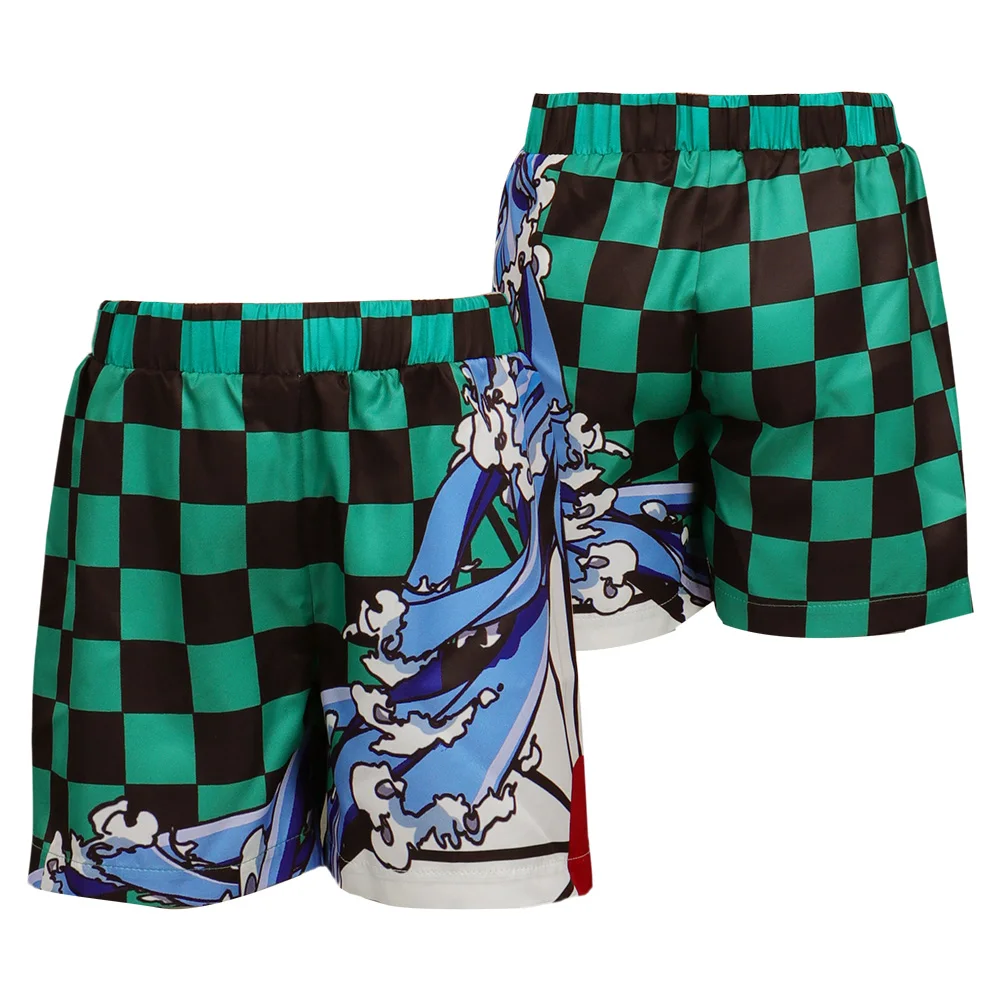

Demon Slayer Kamado Tanjirou Cosplay Costume Kids Children Beach Shorts Pants Outfits Halloween Carnival Suit