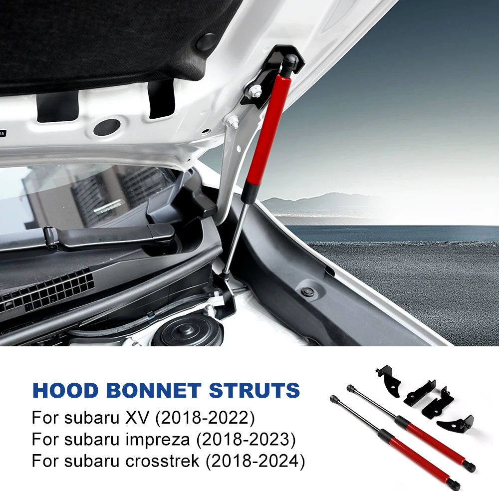 

Для Subaru Impreza 2018-23/XV 2018-22/Crosstrek 2018-2024: Амортизаторы капота (газовые упоры) для праворульных и леворульных автомобилей, передние, модифицированные, с функцией подъема