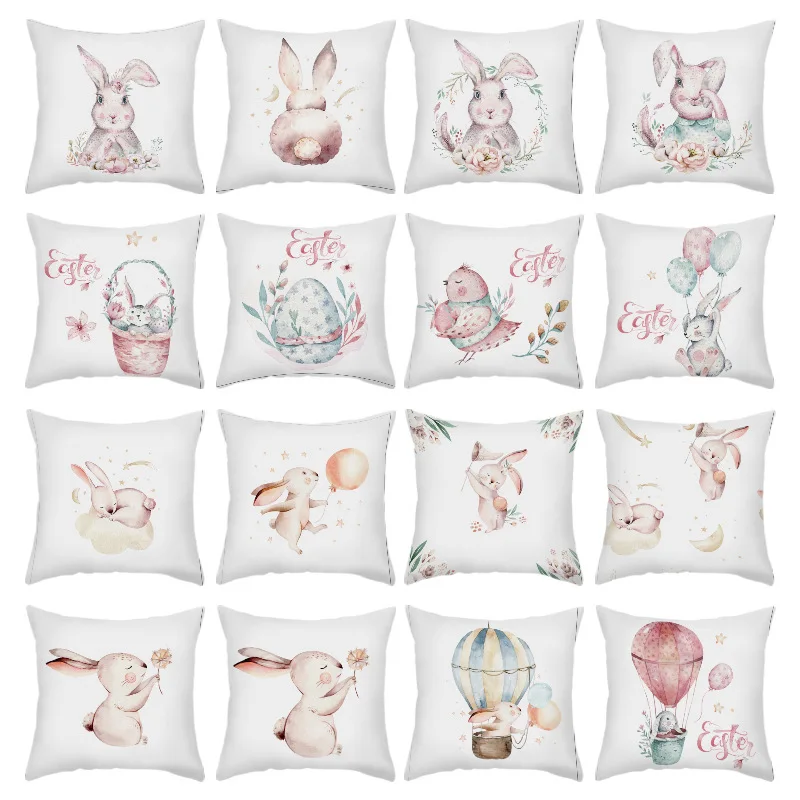 

2022 Silky Soft Easter Party Cushion Cover Cute Easter Rabbit Bunny Pilklow Case Birthday Decoration Baby Shower Party Favors