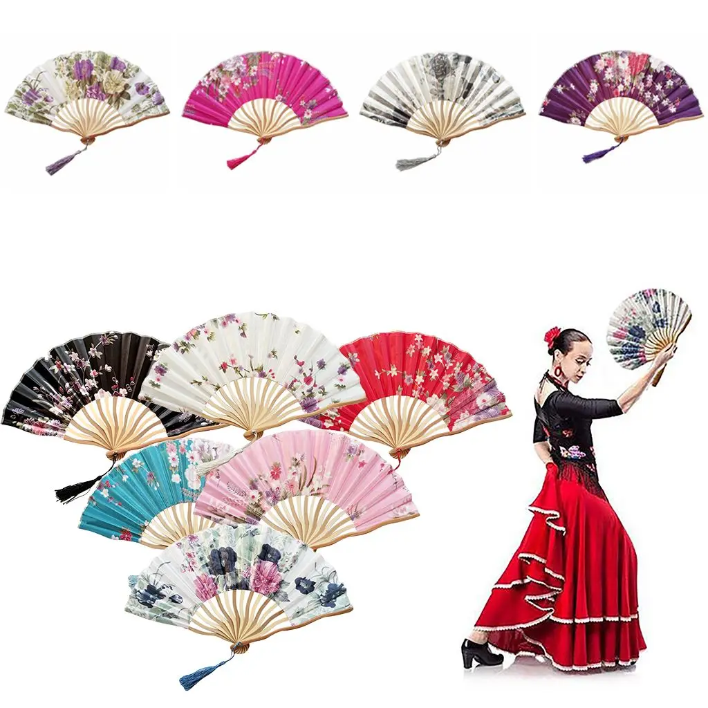 

Multi-pattern Flower Colorful Bamboo Wooden Summer Gift Handmade Dance Hand Fan Fan Crafts Folding Fan Home Decoration