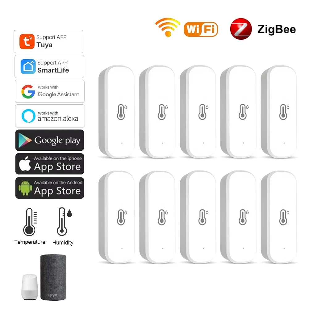 

Датчик влажности и температуры Zigbee 3,0 Wi-Fi, 1/5 шт.