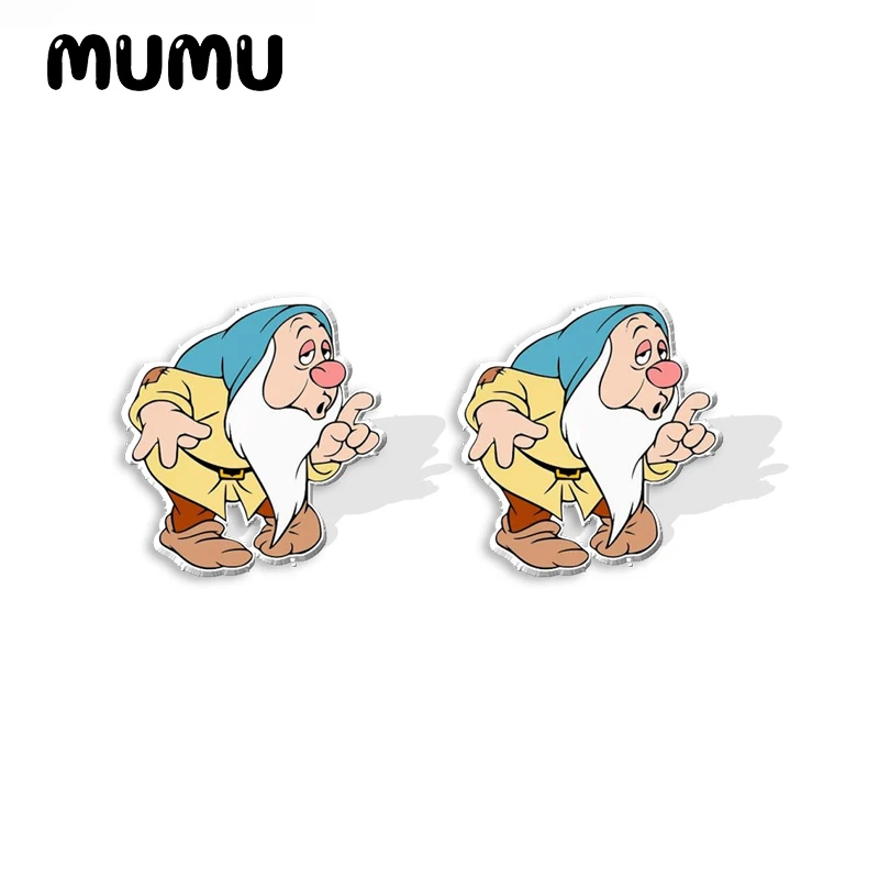 Новинка 2024 серьги-гвоздики семь карликов забавные акриловые серьги из