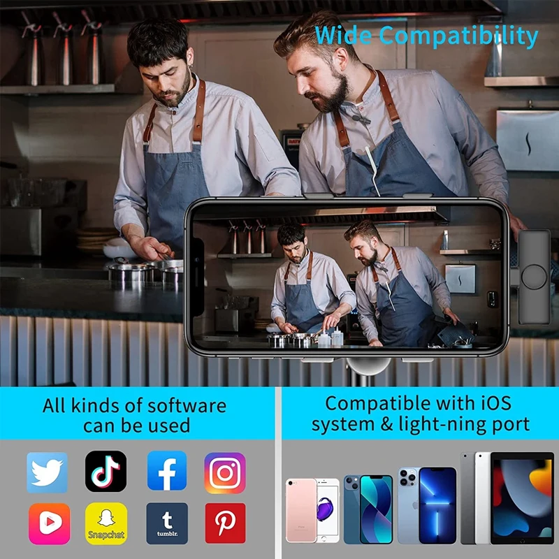 Беспроводной лацкановый микрофон для iPhone Huawei мобильный сотовый телефон