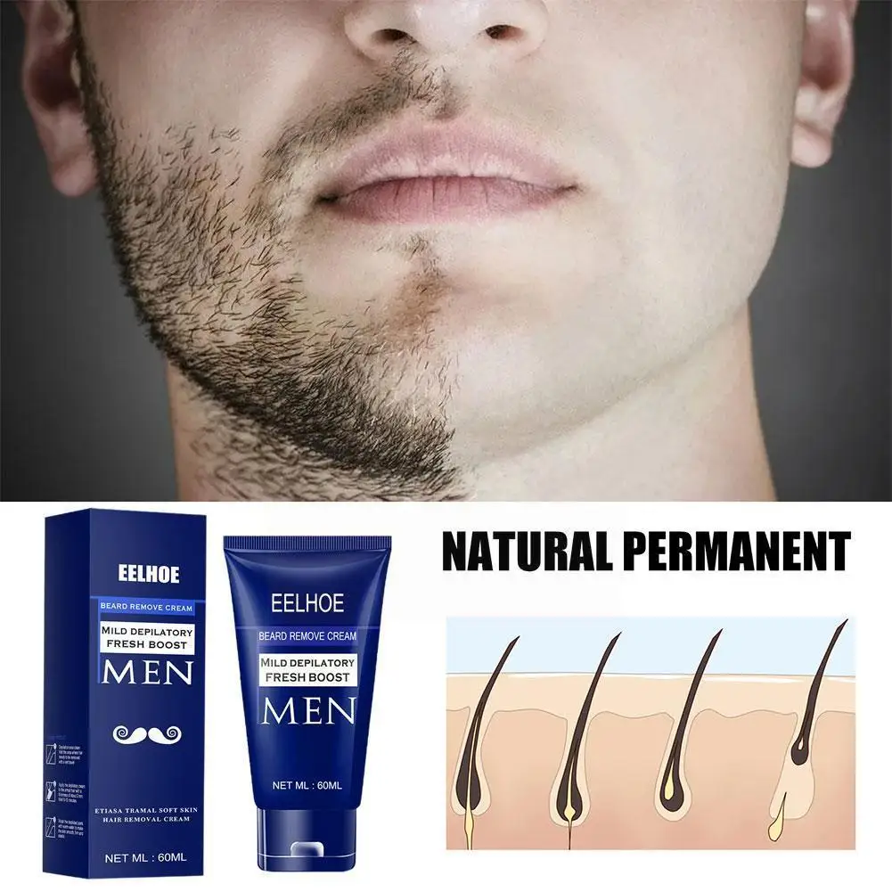 60ml Man Painless Hair Removal Cream Create Smooth Skin For Arm Legs Body Hair Growth Inhibitor Natural Gentle D6z2