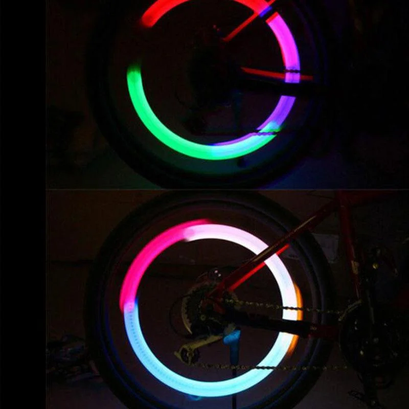 Фото 4 шт. RGB LED-подсветка для колес автомобиля, многоцветные лампы для шин велосипеда, неоновые LED-фонари на вентиль, аксессуары для автомобиля №3