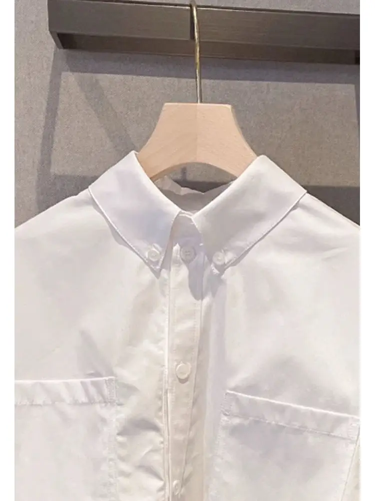 Кружевная модная блузка с длинным рукавом женские корейские белые рубашки 2024