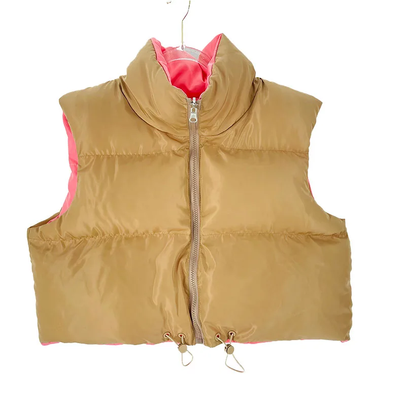 Модные осенние хлопковые жилеты с воротником-стойкой женские элегантные