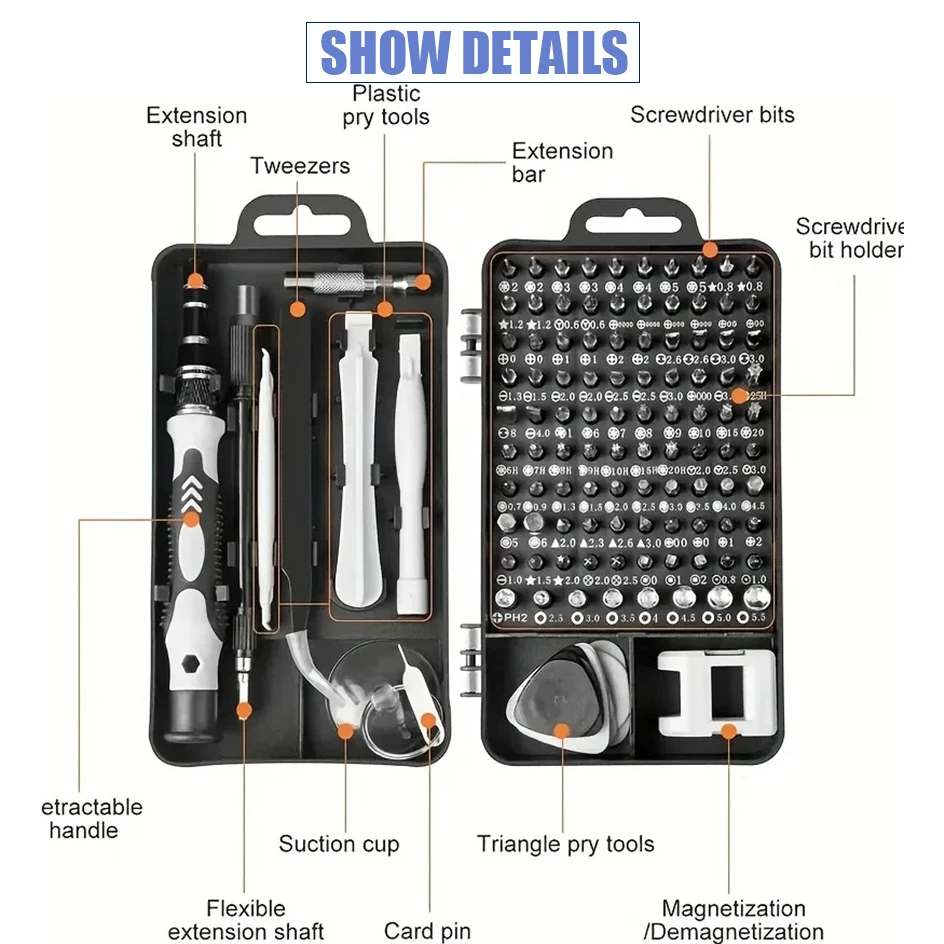 Набор прецизионных отверток 115 в 1 магнитные мини-гайки биты многофункциональное