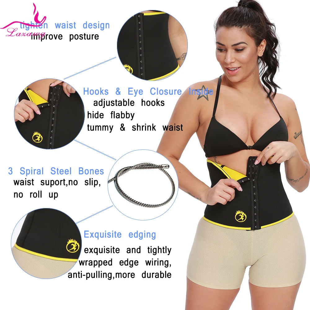 LAZAWG Women Waist Trainer Belt Women Fat Burning Sauna Belt for Weight Loss Firm Support Waist Cincher Fitness Slimming Belt